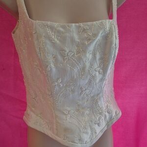 Elegant White Camisole with Embroidered Details - completely lined